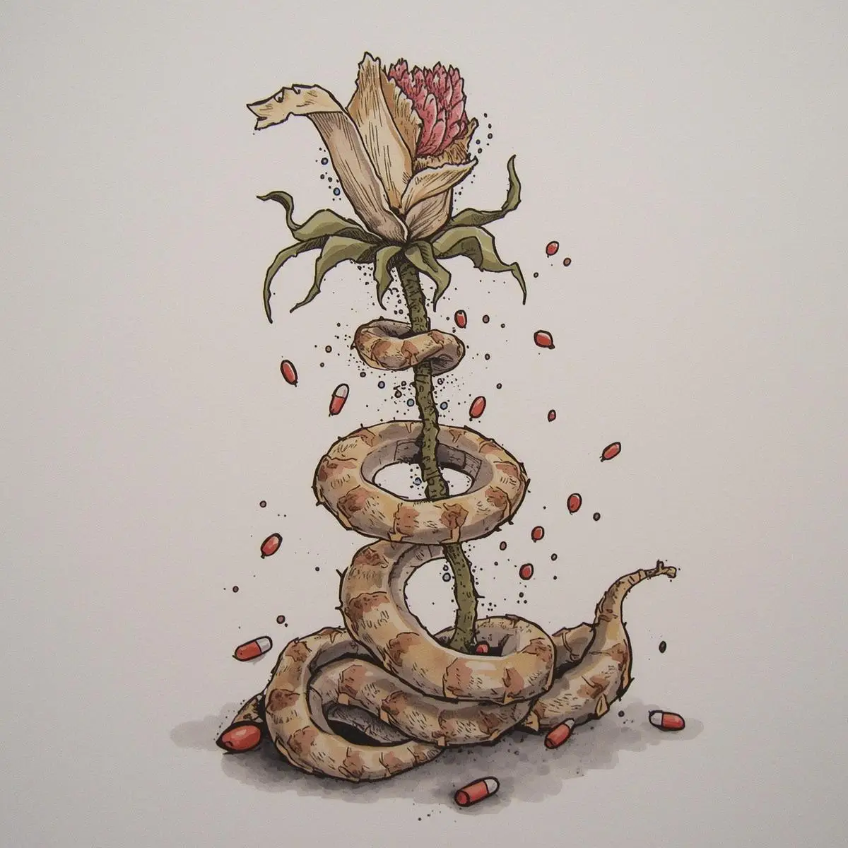 fentanyl addiction as a rose and snake