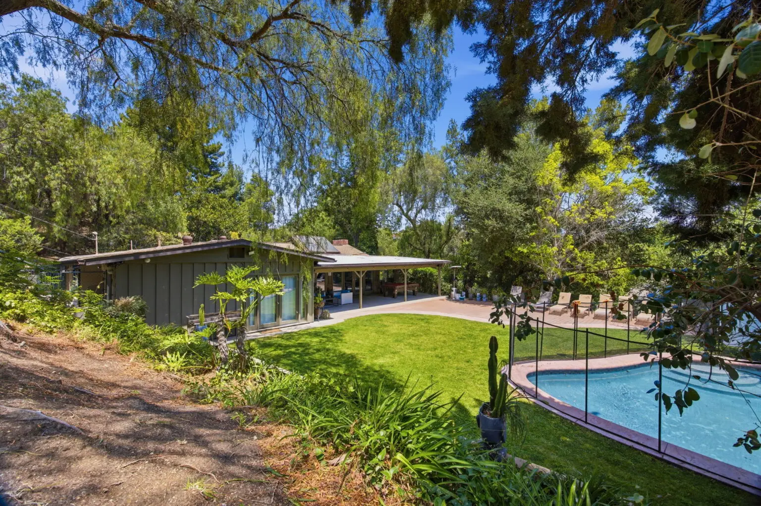 The six-bed My2Cents Recovery home and pool in the Granada Hills foothills, where detox and residential treatment happen